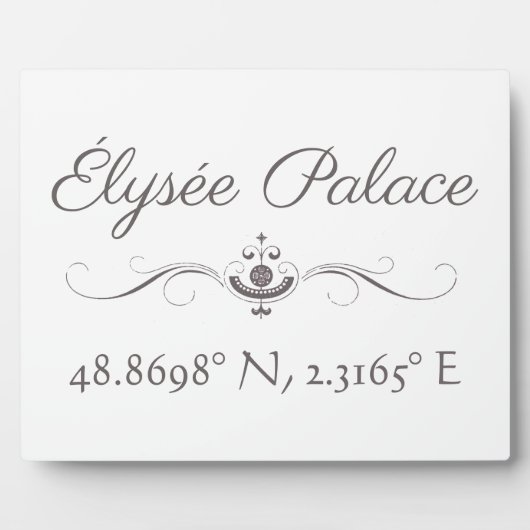 Plaque Photo Palais de l'Élysée Latitude Longitude (Devant)
