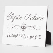 Plaque Photo Palais de l'Élysée Latitude Longitude (Côté)