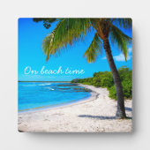 Plaque Photo Palm Tree Hawaii Sandy Beach Photo "On Beach Time" (Devant)
