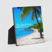 Plaque Photo Palm Tree Hawaii Sandy Beach Photo "On Beach Time" (Recto)
