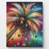 Plaque Photo Palmier de Noël Whimsical Tropical Beach Vivid (Devant)