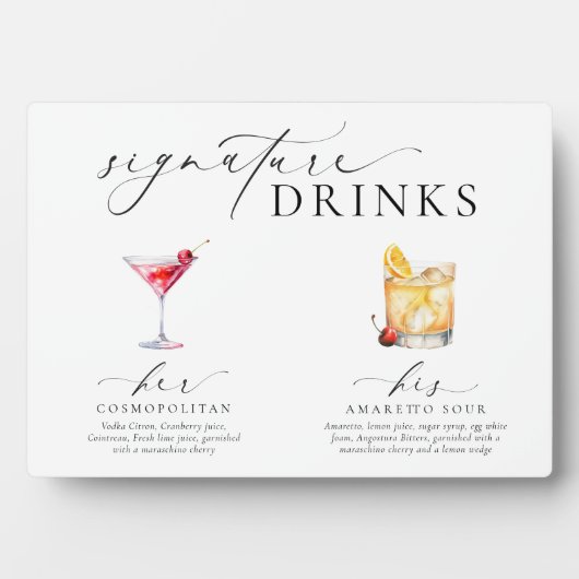 Plaque Photo Panneau boisson Ellesmere Modern Minimal Signature (Devant)