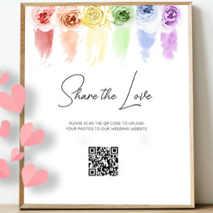Plaque Photo Panneau Code QR Mariage arc-en-ciel