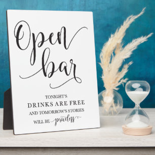 Plaque Photo Panneau d'alcool Mariage Open Bar