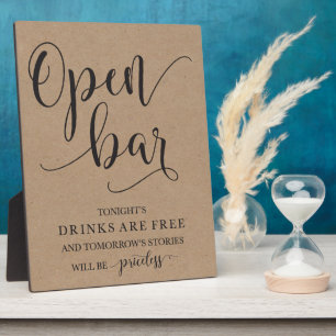 Plaque Photo Panneau d'alcool Mariage Open Bar