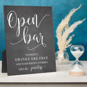 Plaque Photo Panneau d'alcool Mariage Open Bar