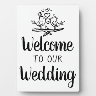Plaque Photo Panneau de Bienvenue Mariage Oiseaux Noir Blanc In