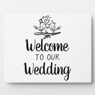 Plaque Photo Panneau de Bienvenue Mariage Oiseaux Noir Blanc In