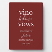 Plaque Photo Panneau de bienvenue Vino Before Vows (Devant)