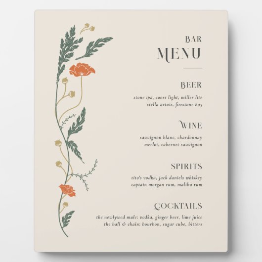 Plaque Photo Panneau de menu Art Nouveau vintage (Devant)