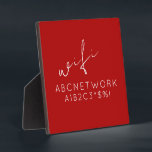 Plaque Photo Panneau de signalisation de mot de passe WiFi roug<br><div class="desc">Gardez vos invités en contact avec cette plaque élégante de signature de mot de passe WiFi. Doté d'un arrière - plan rouge audacieux et d'une typographie moderne propre, cette plaque est l'ajout parfait à n'importe quelle maison ou bureau. La taille 5.25x5.25 et le chevalet inclus facilitent l'affichage dans n'importe quelle...</div>