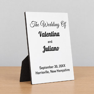 Plaque Photo Panneau de table de mariage noir et blanc avec che