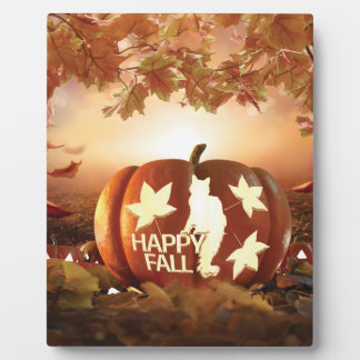 Plaque Photo Panneau en bois Joyeuse Chute Chat & Feuilles d'Ér