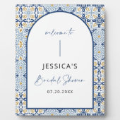 Plaque Photo Panneau Fête des mariées d'été Carrelage bleu médi (Devant)