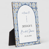 Plaque Photo Panneau Fête des mariées d'été Carrelage bleu médi (Côté)