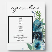 Plaque Photo Panneau Floral bleu foncé à 2 barres Easel (Devant)