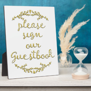 Plaque Photo Panneau Guestbook de la Parties scintillant d'or f
