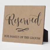 Plaque Photo Panneau Mariage de la calligraphie Kraft réservée (Côté)