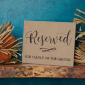 Plaque Photo Panneau Mariage de la calligraphie Kraft réservée (Côté)