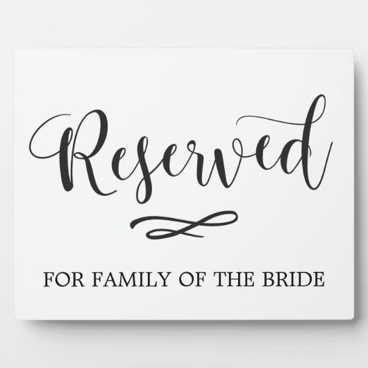 Plaque Photo Panneau Mariage de siège réservé Calligraphie simp (Devant)