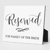 Plaque Photo Panneau Mariage de siège réservé Calligraphie simp (Côté)