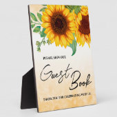 Plaque Photo Panneau Mariage du livre d'invité Sunflower (Côté)