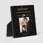 Plaque Photo Panneau Mariage noir et or-photo (Recto)