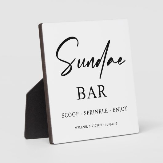 Plaque Photo Panneau Mariage Sundae Bar crème glacée (Recto)