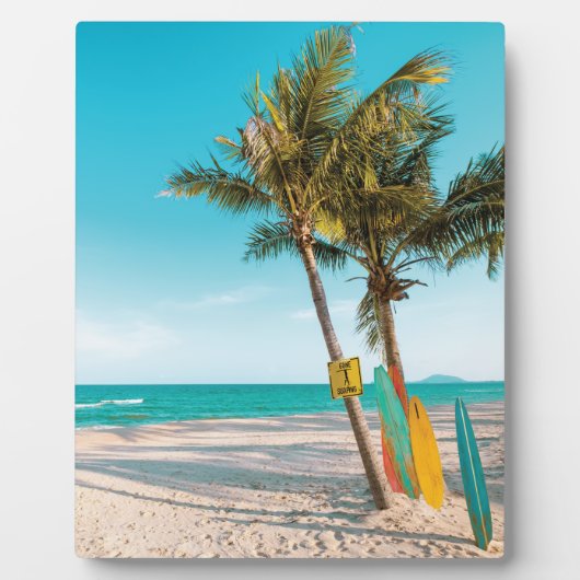 Plaque Photo Panneaux de surf sur la plage lancer oreiller (Devant)
