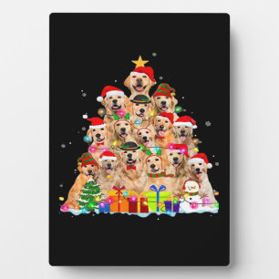 Plaque Photo Pantalon de Noël Chien Retriever Doré Arbre Cadeau