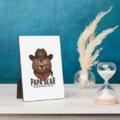 Plaque Photo Papa Bear Cowboy Bear Patriotic Vintage Vector Des (Côté)