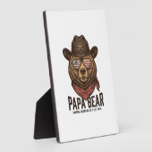Plaque Photo Papa Bear Cowboy Bear Patriotic Vintage Vector Des (Côté)