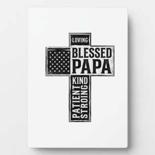 Plaque Photo Papa béni Croix Christian Vintage Typographie De