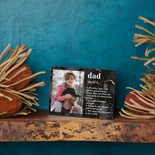 Plaque Photo Papa Définition Marque Noir Or (Côté)