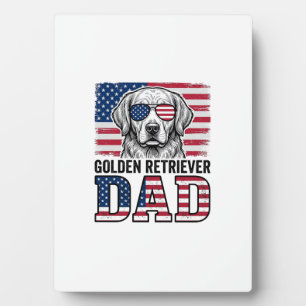 Plaque Photo Papa Golden Retriever Patriotique Vintage Chemise 