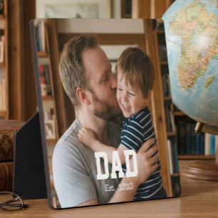 Plaque Photo Papa personnalisé établi en texte moderne gras