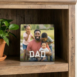Plaque Photo Papa personnalisé établi moderne gras photo blanch