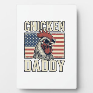 Plaque Photo Papa Poule Coq Vintage Patriotique
