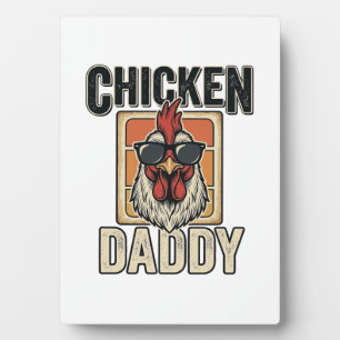 Plaque Photo Papa Poule Drôle Coq Vintage Vecteur Chemise_1