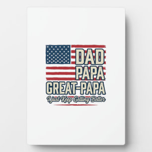 Plaque Photo Papa Super-Papa Patriotique Vintage Chemise de Fam