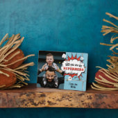 Plaque Photo Papa Superhero Comic Speech Bubble Photo (Côté)