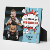 Plaque Photo Papa Superhero Comic Speech Bubble Photo (Côté)