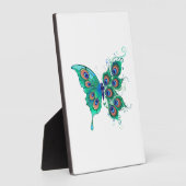 Plaque Photo Papillon aux plumes de paon vert (Côté)