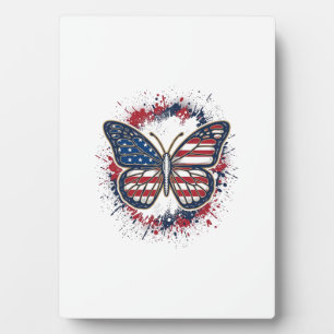 Plaque Photo Papillon Patriotique Gravure Vintage Vector Design