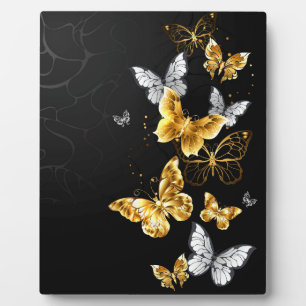 Plaque Photo Papillons blancs et dorés