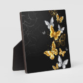 Plaque Photo Papillons blancs et dorés (Recto)