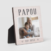 Plaque Photo Papou grand-père personnalisé rustique (Recto)