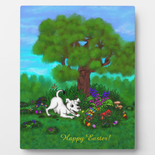 Plaque Photo Pâques - Chiot Capo et Papillon