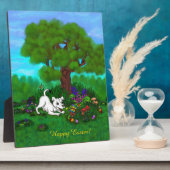 Plaque Photo Pâques - Chiot Capo et Papillon (Côté)