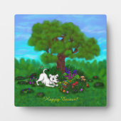 Plaque Photo Pâques - Chiot Capo et Papillon (Devant)